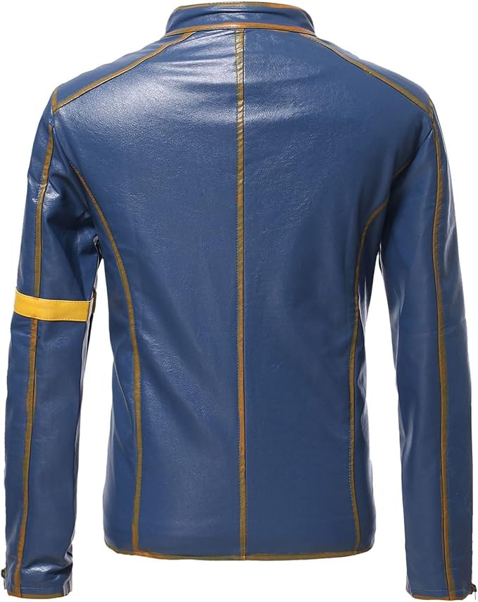 Men's Distressed Punk Motorcycle Jacket Zip Up Stand Collar